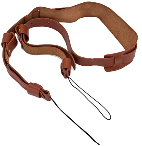 Aramox Kamerarem Justerbar Enkelaxelrem i Läder Brun Fri Storlek för SLR-kameror, Hands Free Carry, Starka ändremmar, Ersättning för Resefotograferingsanvändare