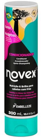 Novex Mystic Black Conditioner, angereichert mit Rizinus- und Baobaböl, spendet Feuchtigkeit und hilft bei der Kontrolle von Frizz und offenen Spitzen, geeignet für alle Haartypen, 300 ml