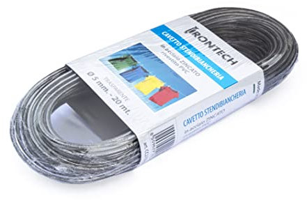Cavo stendibiancheria Ø 5 mm. in acciaio zincato rivestito PVC trasparente 20 mt.