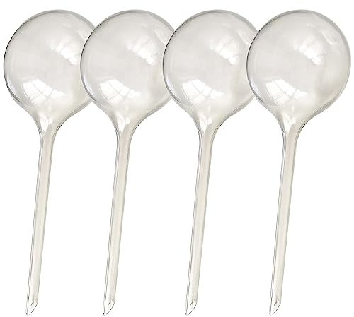 EWENYS 4 Pack Plant Self Watering Bulbs, Ø 8cm Aqua L Size, Self Watering Globes for Holiday Plant Watering,Self watering system for your plants up to 2 weeks Drip Irrigation Device (Transparent)