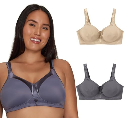 Playtex 18 Hour Silky Soft Smoothing Wireless, Full-Coverage T-Shirt Bra, Single Or 2-Pack Soutien-Gorge, Lot de 2-Jet privé/Nude, 110D Femme