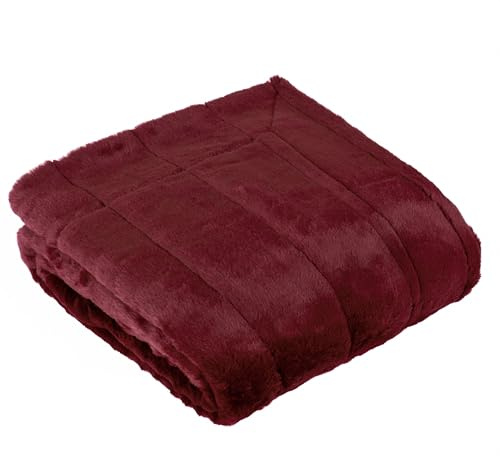 Paoletti Empress Kunstfell-Decke - weiche, elegante, schwere Decke für Bett oder Sofa (Rubin - 130x180cm)