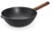 Woll Eco Logic QXR Wok- und Rührpfanne und Rührpfanne - Induktiv -, Ø 28 cm, 10 cm hoch, mit festem nachhaltigem Holzstiel - Geeignet für alle Herdarten, PFAS-frei, Aluguss, backofenfest, schwarz