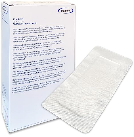 69care Wundpflaster steril 20 x 10 cm - Pflaster sensitiv selbstklebend - Wundverband zur äußeren Abdeckung von Verletzungen - einzeln verpackt 25 Stück