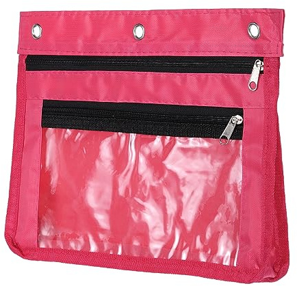 PATIKIL Expandable Pencil Pouch for 3 Rings Binder, 1 Pack Oxford Cloth Large Capacity Zipper Binder Pouch Pencil Case for Office Home, Rose Red