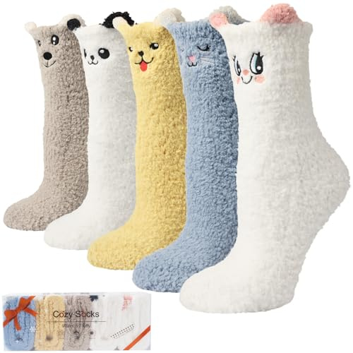 Caldodo Calcetines de Peluche Para Mujer - Gruesos de Invierno, Cálidos y Mullidos, Térmicos, Para Dormir, Antideslizantes Con Botones