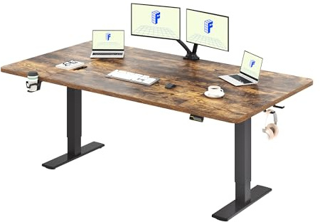FLEXISPOT 180 * 80cm Electric Standing Desk Adjustable Standing Desk Sit Stand Up Desk Computer Desk with Hook Memory Function for Office and Home (Rustic brown+Black)
