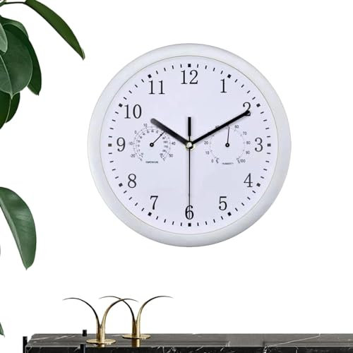 Gartenuhr Wetterfest Outdoor, Außenuhren Wetterfest Groß, Außenuhren Wetterfest Mit Thermometer Und Hygrometer, Groß Außenuhren, Lautlos Uhr, Wetterfeste Uhren,Outdoor-Uhren Wasserdicht
