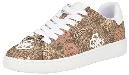 Guess Tenis Renzy para Mujer, Logotipo Medio Natural/Beige 101, 38 EU