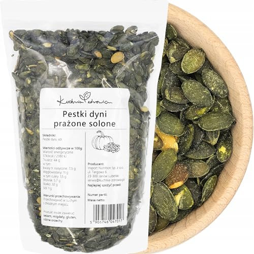 Graines de Citrouille Grillées Salées 500 Grammes – Naturelles, Non Épluchées, Pleines de Protéines et de Fibres | KUCHNIA ZDROWIA