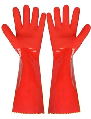 MWAHJU Guantes De Limpieza Guantes de goma de protección impermeables for el hogar, guantes cálidos for limpieza de cocina, alargados, for invierno, 2 uds. Para Uso DoméStico(45cm)