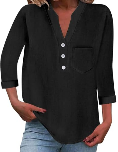 Uwdiohq Chemise Ample à Boutons, Couleur Unie, col Manches, décontractée, pour Femme Chemises Boutonnées pour Femmes Manches Courtes Confortables Tunique Longue Haut Femme Ete Chemisier Blanc