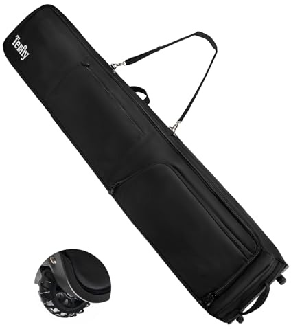 TENFLY Ski Bag - Ski Bags with Wheels, Padded Skis Bag for Air Travel, 900D Water Resistant Oxford Fabric, Foldable Snow Bags Fits 2 Pairs Skis Up to 175/190cm