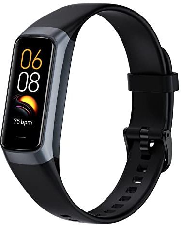 Fitness Tracker for Men Women 24/7 Heart Rate, Step Counter,IP68 Waterproof Activity Tracker with 25 Sport Modes with 1.1 AMOLED Touch Color Screen with Android and iOS Phones (Carbon black)