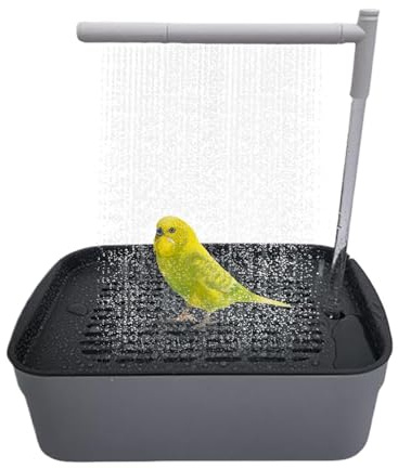 JIEBWCHA Vasca da Bagno per Uccelli con Rubinetto Ad Acqua Circolante, 31.3cm Silenziosa Vasca Doccia Automatica per Cocorite con Pompa USB, per Uccelli Domestici di Piccola E Media Taglia
