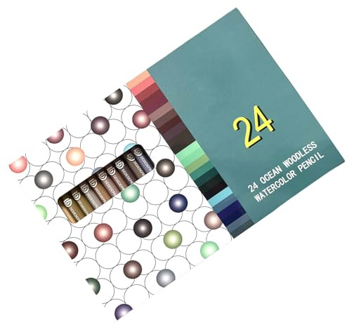 Qsvbeeqj Lápiz de acuarela de 24 colores, sin madera, soluble en agua, para artistas, niños, pintura artística, palo de acuarela sin madera