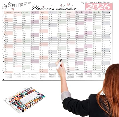 Calendario de pared 2026,Gran planificador de papel,Calendario de pared vertical de enero a diciembre | Para oficina, escuela, aula, dormitorio, cumpleaños, citas, eventos, vacaciones, planificación