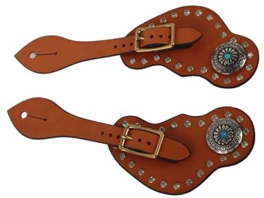 Tomantery Western Retro Läder Sporrrem Robust och Hållbar för Hästträning med Spänne Cowboypresent för Ridälskare Brun