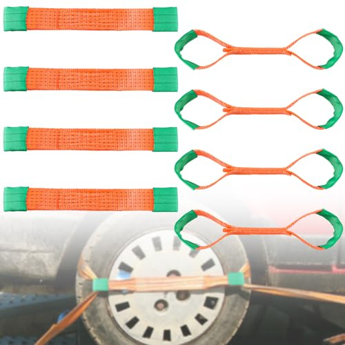 LDXDRU 8 cinghie di ancoraggio da 50 mm, cinghie trasversali per il trasporto dell'auto, passanti doppi passanti, cinghia di ancoraggio, cinghia di sicurezza per ruote, per rimorchio, cinghia di