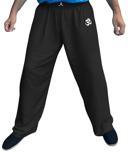 TAO MARTIAL Tai Chi Hose Weit aus Viskose, Damen und Herren, Qi Gong Kung Fu Yoga Hose, Leicht, Luftig, Elastischer Bund (Farbe Ohm Schwarz, Größe XL)