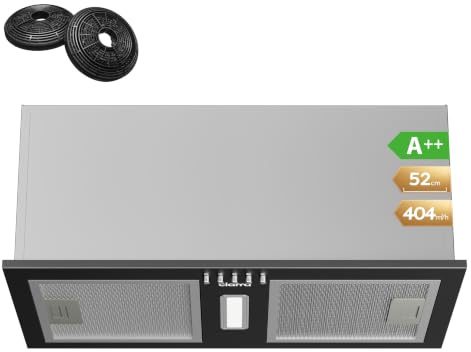 CIARRA 52cm Integrated Cooker Hood Carbon Filters Included,A++, 404m³/h | Built-in Kitchen Extractor Fan LED Light 3 Speeds Undercabinet,CBCB5937A