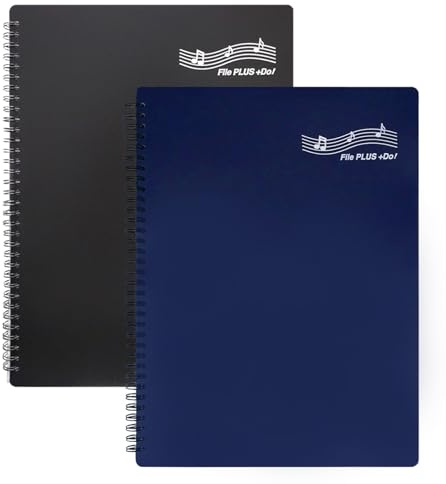 FILE PLUS DO Ordner für Musiker Notenordner Bandordner beschreibbar Spiralbindung US Letter/A4 Format 30 Hüllen 60 Seiten (Schwarz + Navy 2 pro Set)