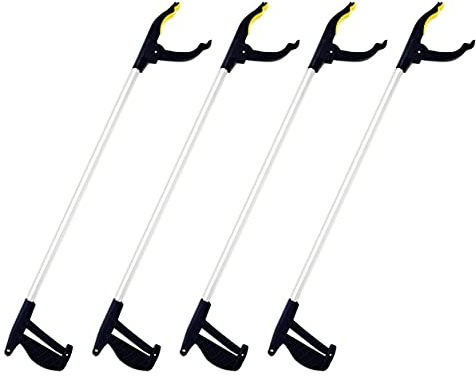 ZYBUX 4-Pack Litter Pickers with Magnetic Tips – 75cm/29.5 Pick Up Reacher Leaf Grabber Stick – Helping Hands for Adults, Elderly, Disabled – Rubbish Picker Claw Grabber Garden Tools for Gardening