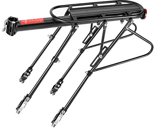 HENMI Fahrrad Gepäckträger 26-29 Zoll,100kg Belastung Einstellbare Universal Mountainbike Gepäckträger hinten，Aluminiumlegierung rennrad MTB gepäckträge,Schnellverschluss und Montage,mit Reflektor