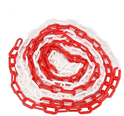 tooloflife Absperrkette Kunststoffkette Warnkette Plastik Gliederkette Parkschranke Kette, Rot/Weiß/chwarz/Gelb, 5M / 8M / 10M