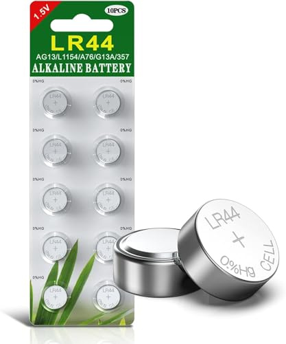 GutAlkaLi Lot de 10 piles bouton alcalines LR44 1.5 V pour de nombreux petits appareils électroniques, y compris les montres, les calculatrices et les jouets, 303, SR44 et A76.