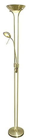 wonderlamp Lámpara de pie LED Olimpia Cuero (18W+5W). Brazo flexible para lectura, Luz regulable