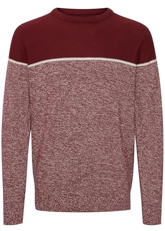 Indicode Lynn - Maglione da uomo a maglia fine con scollo rotondo, Bordeaux (201), M