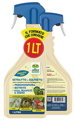 Albagarden - Estratto Di Equiseto - Effetto Fungicida - Protezione da Malattie Fungine come Peronospora, Oidio, Muffa Grigia, Botrite - Spray 1 Litro