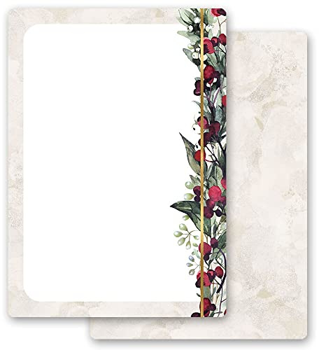 50 Blatt Briefpapier Weihnachtspapier MISTELZWEIGE Weihnachten - DIN A4 Format