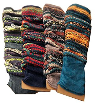 Lucky staryuan Leg Warmers for Women Long Wool Boot Warmer Thick Warm Leg Warmers for Winter(4Pairs)
