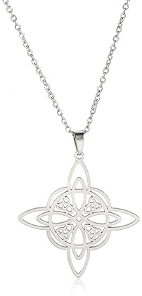 kkjoy Collier Noeud de Sorcière en Acier Inoxydable Collier de Sorcellerie Magique avec Pendentif de Noeud Celtique à 4 Pointes pour Femmes Filles