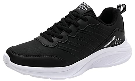 LOIJMK Zapatillas de cuero para mujer con cordones, zapatillas deportivas impermeables transpirables para mujeres, zapatillas deportivas casuales para correr, zapatos de mujer ligeros, zapatos de