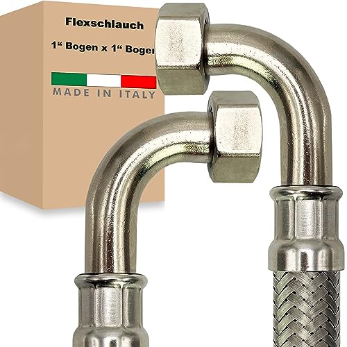 Flexschlauch ÜM-BOGEN x ÜM-BOGEN Edelstahl Panzerschlauch Anschlußschlauch Sanitär Armaturenschlauch Hauswasserwerk Made in Italy (1 x 1 - 1000 mm)