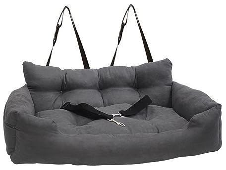 F Fityle Seggiolino per Auto per Cani 88 X 42 Cm, Lavabile Confortevole Amaca Nido Cuccia Di Taglia Grande, Con Cintura Di Sicurezza, Portaoggetti Su Entrambi
