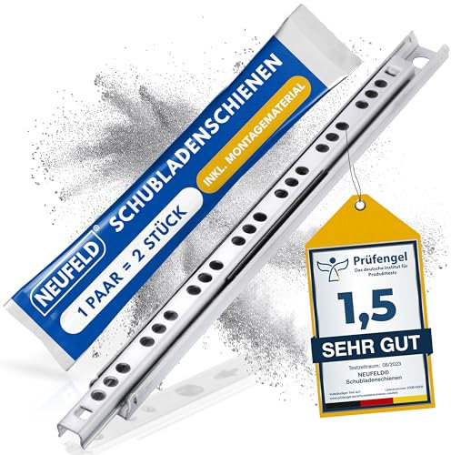 NEUFELD ® coulisses de tiroir 342 mm rainure 17 mm (y compris matériel de montage) système de rails coulissants pour tiroirs