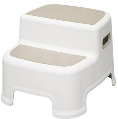 F Fityle Escabeau Double pour Tout-Petits à Deux Marches, Stable pour Enfants, de Chevet pour Cuisine, Toilettes, Chambre à Coucher, Gris