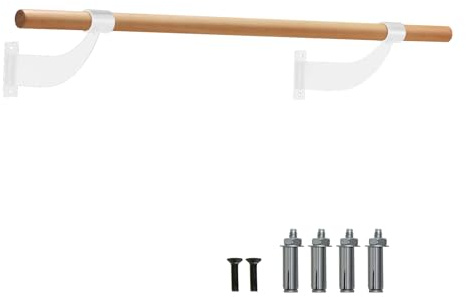 COSTWAY Wall-Mounted Ballet Barre for Kids Adults, 120cm Single Ballet Bar, Beech Wood Ballet Equipment for Home Studio Dance, Stretching, Yoga and Pilates (White)