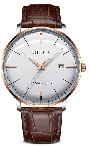 dirocoro armbandsur för män 41 mm stor urtavla automatiska klockor business ledig 30 m vattentät nytt armbandsur män lysande klocka med datumvisning 2 typer av remmar herrklocka, Roséguld B, L, Rem