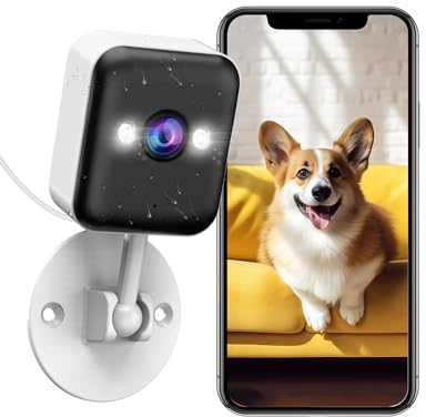 JOOAN 2K überwachungskamera aussen 2.4G WLAN Kamera hundekamera Kamera überwachung innen Ton Bewegungserkennung IP65 Wetterfest Farbige Nachtsicht 2-Wege-Audio, SD&Cloud-Speicher, Kompatibel mit Alexa