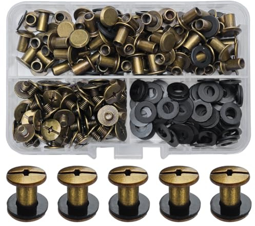 SHSMPXOY 80 Set Rivetti a Vite M5 x 8 mm, Viti Chicago di Ricambio in Metallo per Borse, Libri, Collari, Zaini, Guinzagli per Cani (Bronzo)