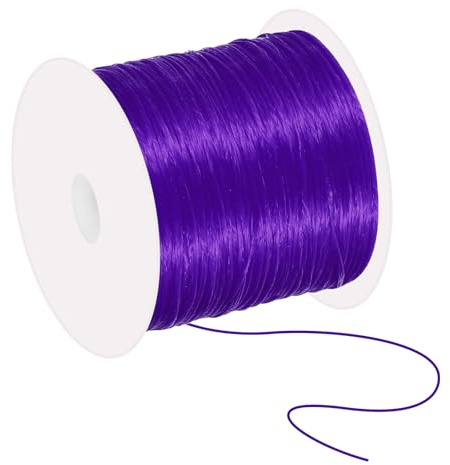 PATIKIL 66 Yard Cuerda Elástica Plana para Pulseras, Cuerda Elástica De 1mm para Pulseras De Cristal, Cordón para Hacer Joyas, Morado