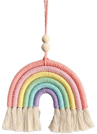 XPEX 1 Pezzi Arcobaleno Macrame Da Parete, 15 * 30Cm Arazzo Da Arcobaleno Tessuto A Mano In Bohémien, Decorazione Per La Casa A Decorazioni Per Cameretta Bambini, Accessori Cameretta Bambina (B)