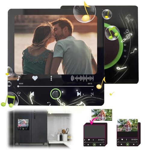 Aimants de réfrigérateur musicaux, nouveaux cadres photo musicaux pour adultes, album de musique en acrylique solide, aimant de réfrigérateur pouvant changer la photo et la musique vous-même (non