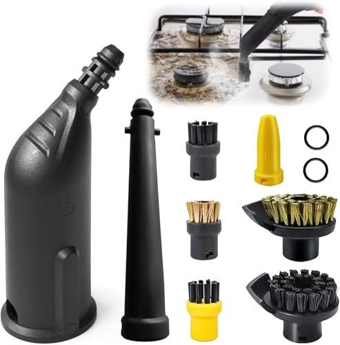 10 Stück Kärcher Dampfreiniger Zubehör für Kärcher SC1 SC2 SC3 SC4 SC5 – Ersatzteile Set, inkl Verlängerte Düse, Gebogene Düse, Rundbürste, für Effektive Reinigung