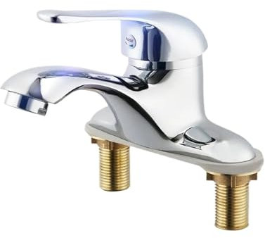 Robinet de lavabo à double trou, lavabo sur pied en céramique, robinet à double poignée chaud et froid